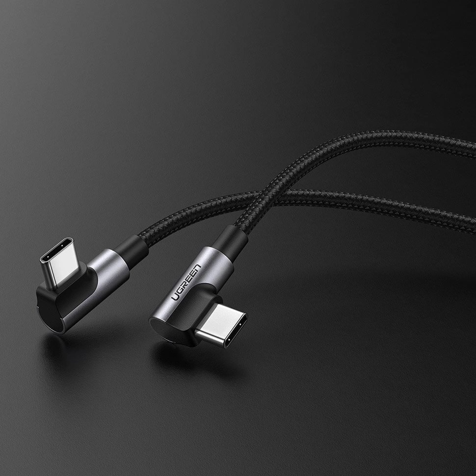 Cablu Date si Incarcare USB-C - USB-C UGREEN US323 Angled, 60W, 2m, Negru