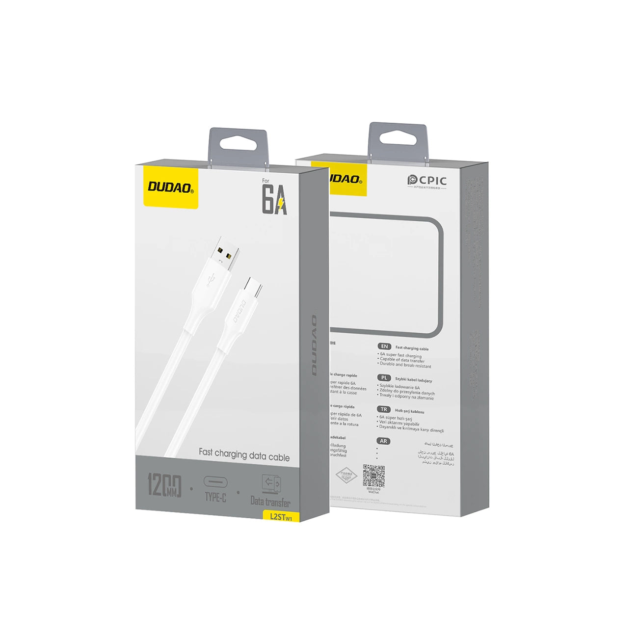 Cablu Date si Incarcare USB-A - USB-C Dudao L2sT, 60W, 1.2m, Alb