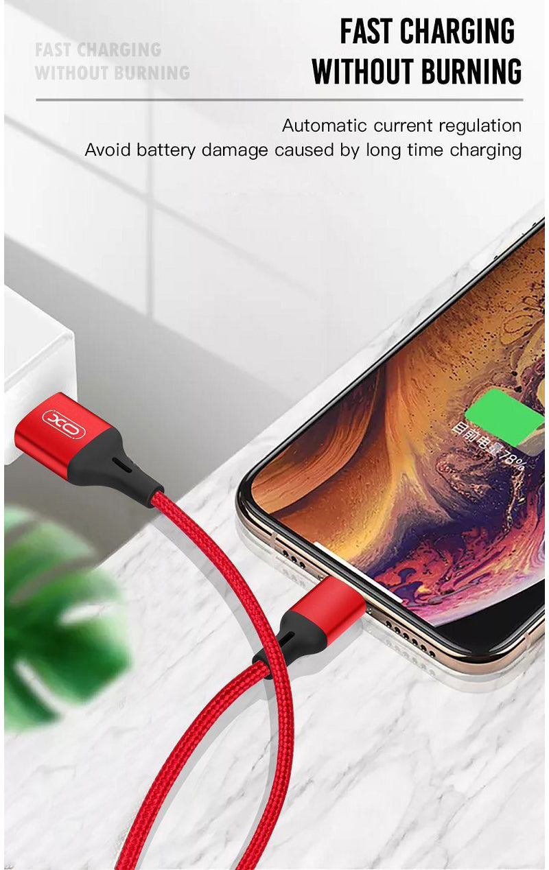 Cablu Date si Incarcare USB-A - USB-C XO Design NB143, 18W, 2m, Rosu