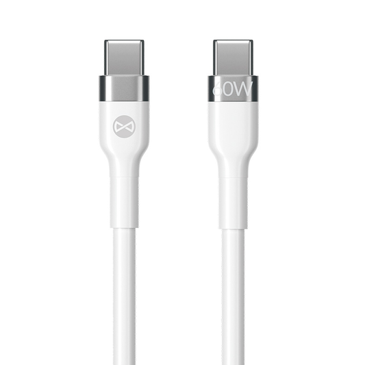Cablu Date si Incarcare USB-C - USB-C Forever Flexible, 60W, 2m, Alb