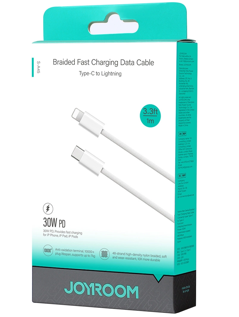 Cablu Date si Incarcare USB-C - Lightning Joyroom S-A45, 30W, 1m, Alb