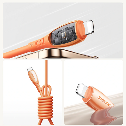 Cablu Date si Incarcare USB-C - Lightning Joyroom S-A59 Vibrant, 30W, 1.2m, Portocaliu