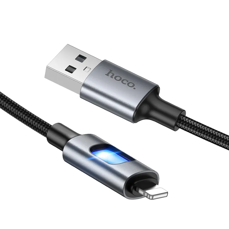 Cablu Date si Incarcare USB-A - Lightning HOCO U144 Led, 18W, 1.2m, Negru