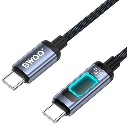 Cablu Date si Incarcare USB-C - USB-C BWOO X324CC Display, 65W, 1m, Negru