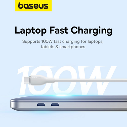 Cablu Date si Incarcare USB-C - USB-C Baseus Pudding, 100W, 1.2m, Alb P10355702221-00