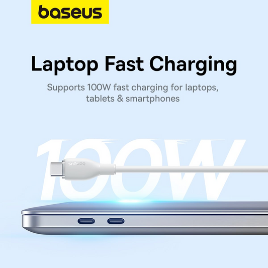 Cablu Date si Incarcare USB-C - USB-C Baseus Pudding, 100W, 1.2m, Alb P10355702221-00