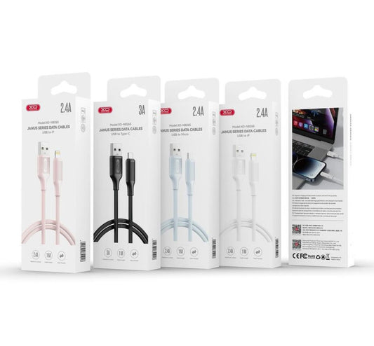 Cablu Date si Incarcare USB-A - USB-C XO Design NB265, 18W, 1m, Roz