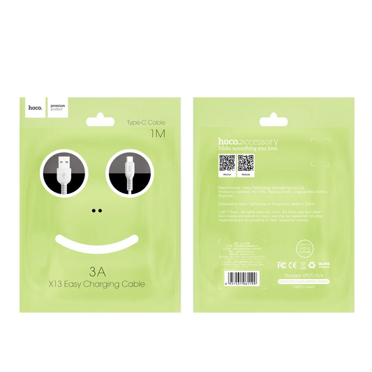 Cablu Date si Incarcare USB-A - USB-C HOCO X13 Easy, 18W, 1m, Negru