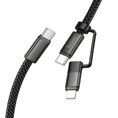 Cablu Date si Incarcare USB-C - Lightning / USB-C HOCO X125, 60W, 1m, Negru