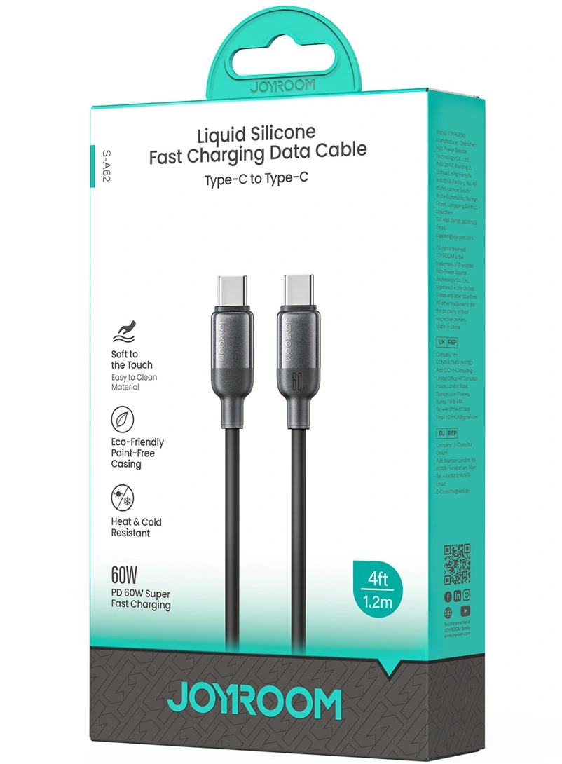 Cablu Date si Incarcare USB-C - USB-C Joyroom S-A62 Lively, 60W, 1.2m, Negru