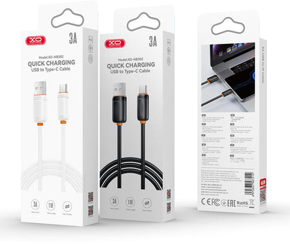 Cablu Date si Incarcare USB-A - USB-C XO Design NB302, 18W, 1m, Alb