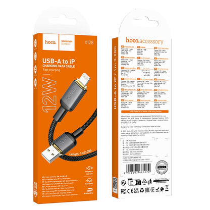 Cablu Date si Incarcare USB-A - Lightning HOCO X128 Benefit, 12W, 1m, Negru