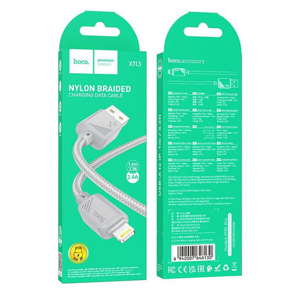 Cablu Date si Incarcare USB-A - Lightning HOCO X113, 18W, 1m, Gri