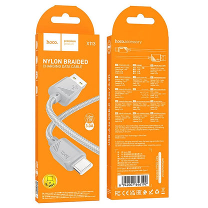 Cablu Date si Incarcare USB-A - USB-C HOCO X113, 18W, 1m, Gri