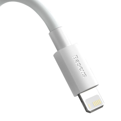 Kabel do transmisji danych i ładowania USB-A - Lightning Baseus Simple Wisdom, 18 W, 1,5 m, zestaw 2 sztuk, biały TZCALZJ-02