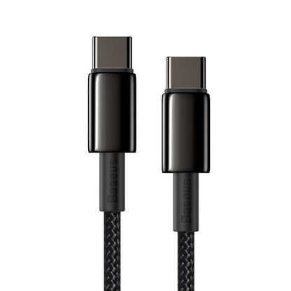 Cablu Date si Incarcare USB-C - USB-C Baseus Tungsten Gold, 100W, 1m, Negru CATWJ-01