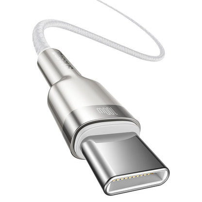 Cablu Date si Incarcare USB-C - USB-C Baseus Cafule, 100W, 2m, Alb CATJK-D02