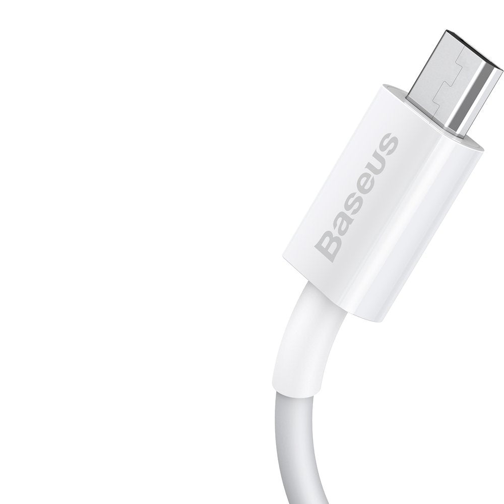 Cablu Date si Incarcare USB-A - microUSB Baseus Superior Series, 18W, 2m, Alb CAMYS-A02