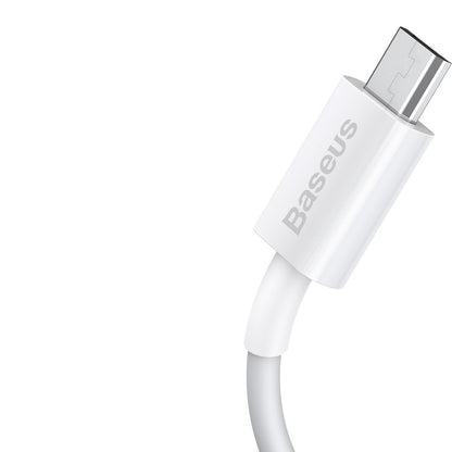 Cablu Date si Incarcare USB-A - microUSB Baseus Superior Series, 18W, 2m, Alb CAMYS-A02