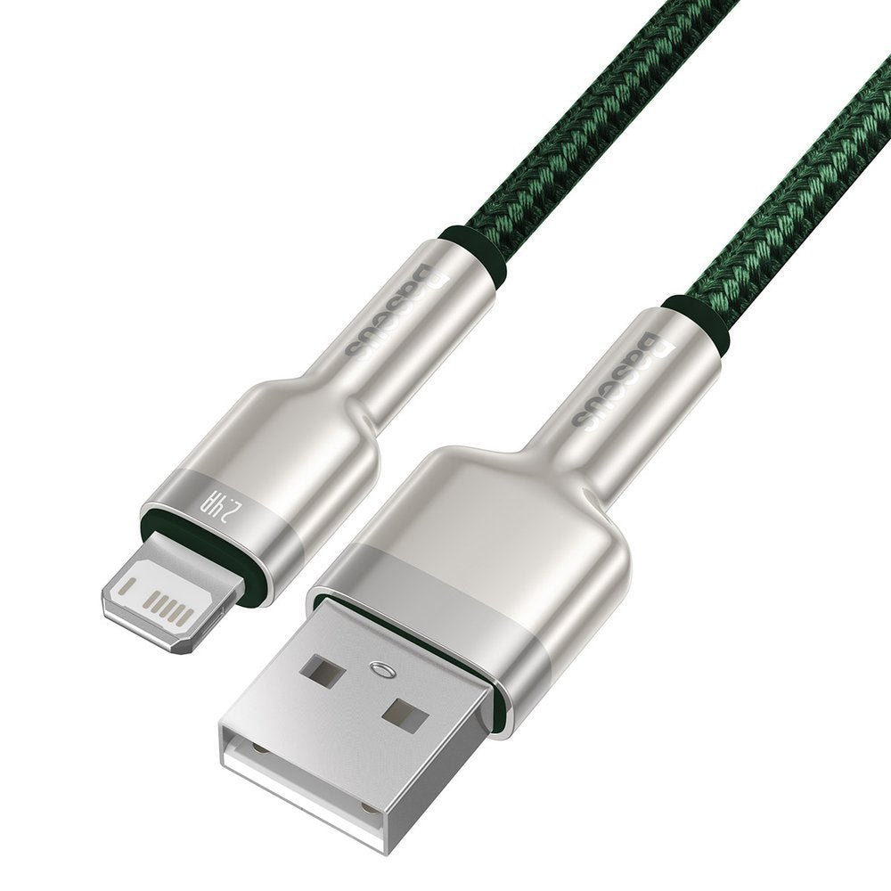 Cablu Date si Incarcare USB-A - Lightning Baseus Cafule Metal Series, 18W, 2m, Verde CALJK-B06
