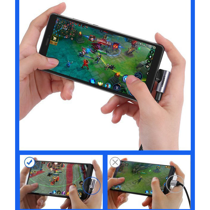 Cablu Date si Incarcare USB-A - USB-C UGREEN US284 Angled, 60W, 2m, Gri