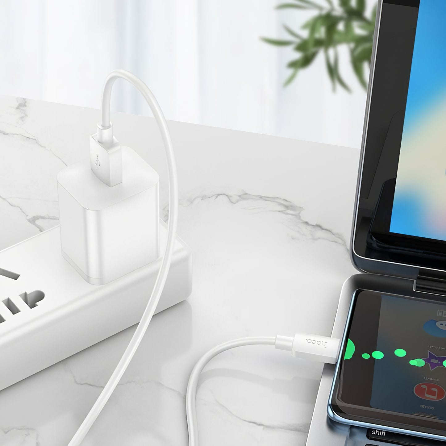 Cablu Date si Incarcare USB-A - USB-C HOCO X96, 27W, 1m, Alb