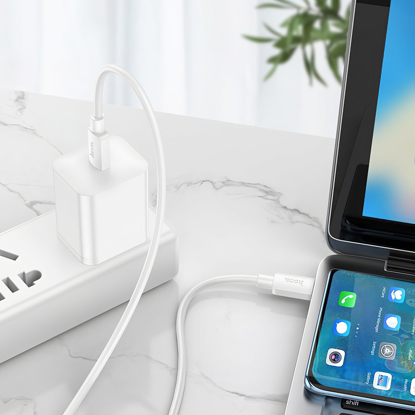 Cablu Date si Incarcare USB-C - USB-C HOCO X96, 100W, 1m, Alb