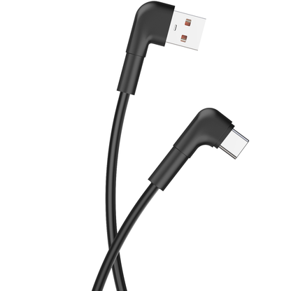 Cablu Date si Incarcare USB-A - USB-C MaXlife MXUC-09 Angled, 60W, 1m, Negru