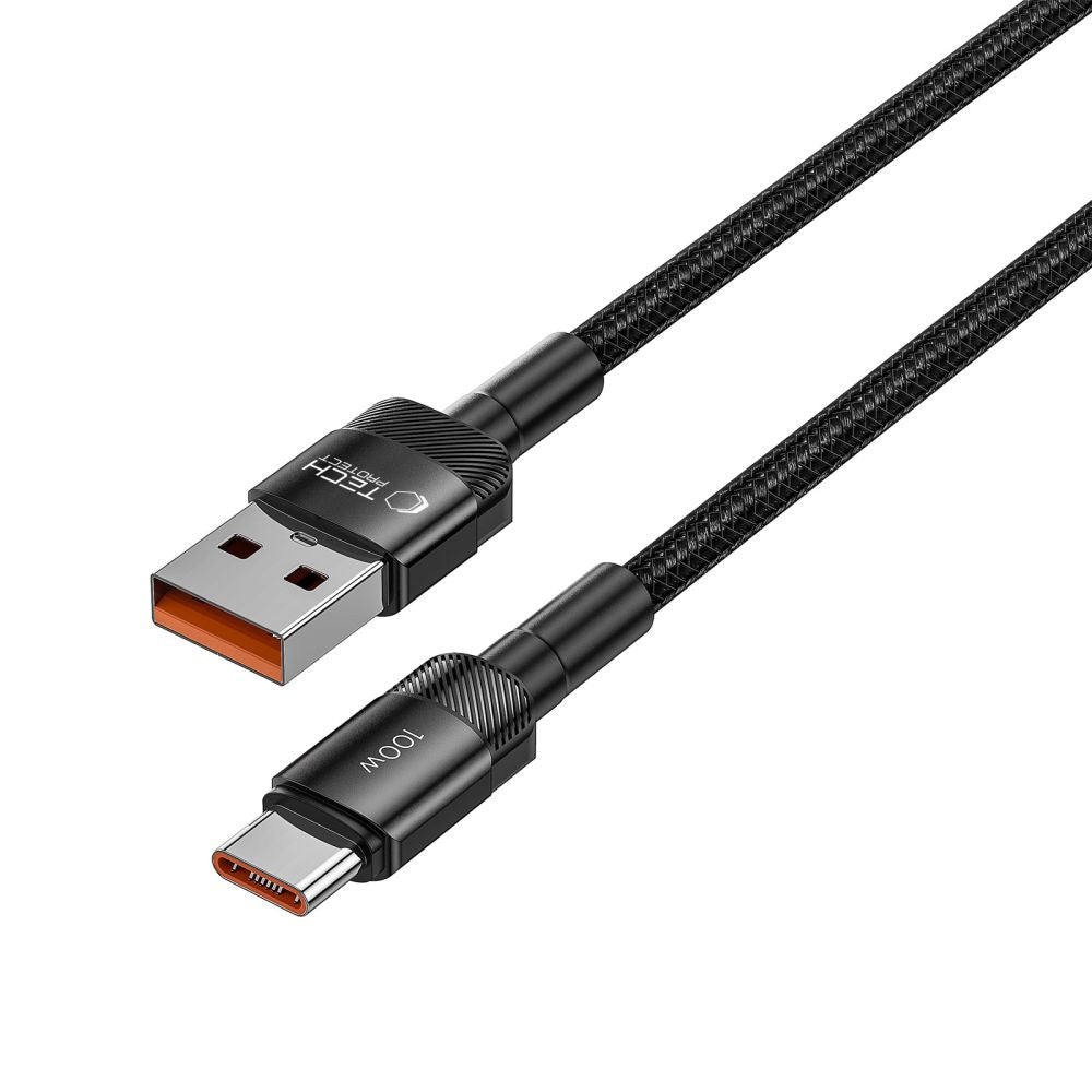 Cablu Date si Incarcare USB-A - USB-C Tech-Protect Ultraboost EVO, 100W, 0.25m, Negru