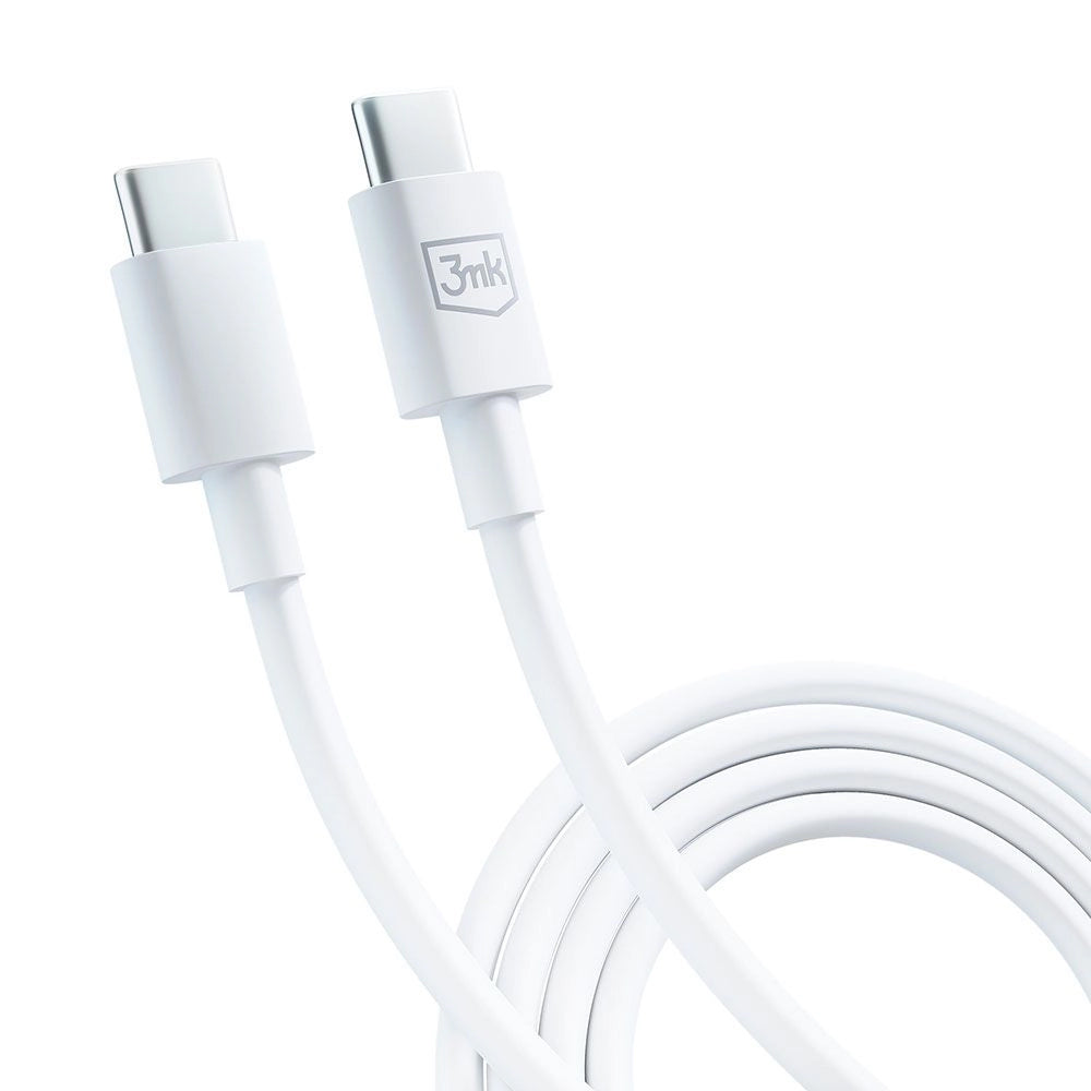 Cablu Date si Incarcare USB-C - USB-C 3MK Hyper, 100W, 1.2m, Alb