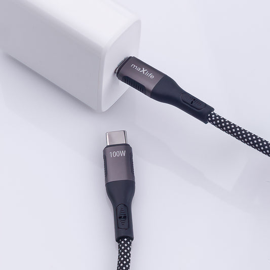 Cablu Date si Incarcare USB-C - USB-C MaXlife MXUC-11 Magnetic, 100W, 1m, Negru