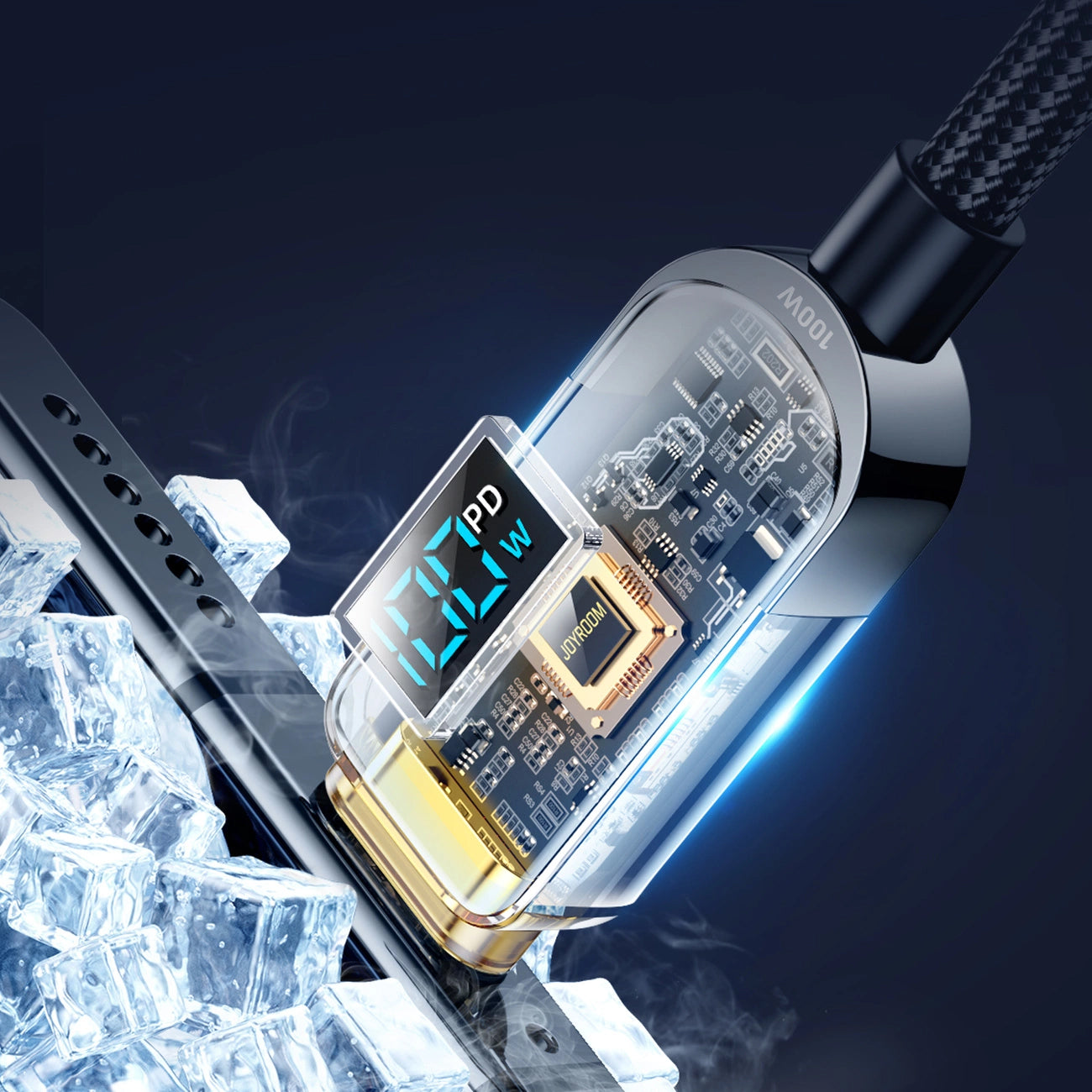 Cablu Date si Incarcare USB-C - USB-C Joyroom A4 Display, 100W, 1.2m, Albastru