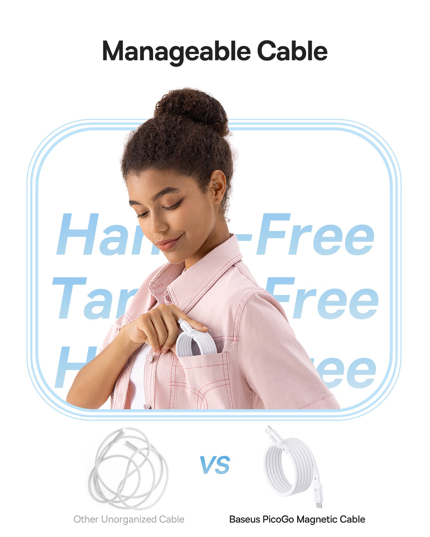 Cablu Date si Incarcare USB-C - USB-C Baseus PicoGo, 240W, 1m, Alb P10376800211-00