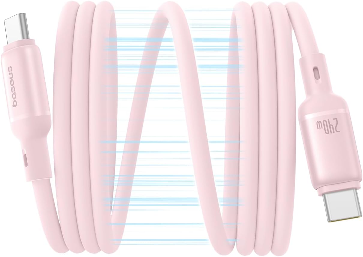 Cablu Date si Incarcare USB-C - USB-C Baseus PicoGo, 240W, 1m, Roz P10376800411-00