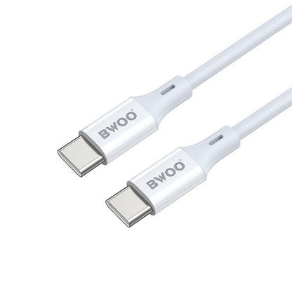 Cablu Date si Incarcare USB-C - USB-C BWOO X282, 60W, 1m, Alb