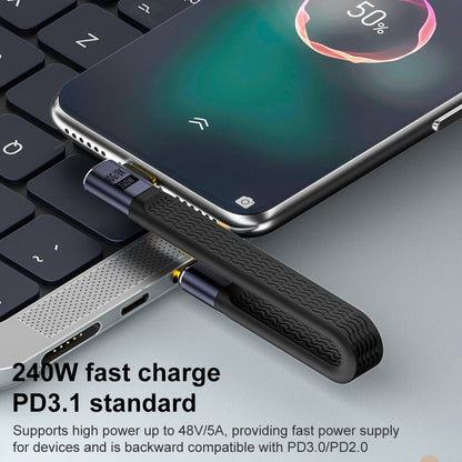 Cablu Date si Incarcare USB-C - USB-C OEM Angled 8K Video, 240W, 0.15m, Negru