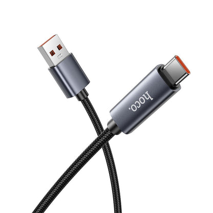 Cablu Date si Incarcare USB-A - USB-C HOCO Display X112, 100W, 1m, Negru