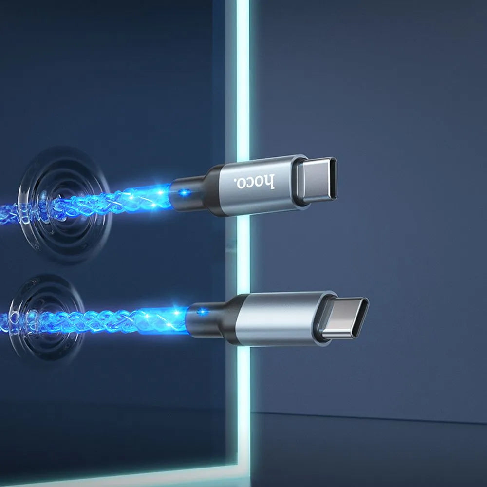 Cablu Date si Incarcare USB-C - USB-C HOCO U112, 60W, 1m, Gri