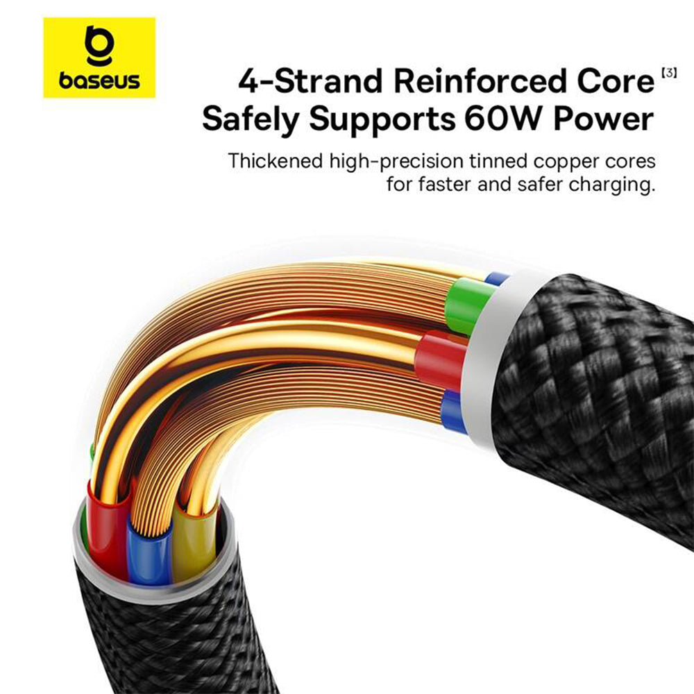 Cablu Date si Incarcare USB-A - USB-C Baseus Dura Series, 60W, 2m, Rosu P10377802U01-03