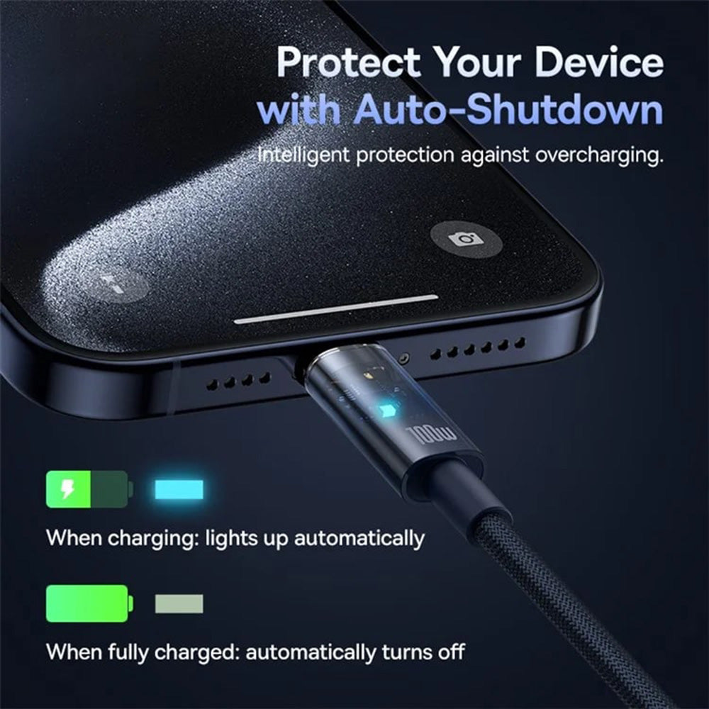 Cablu Date si Incarcare USB-C - USB-C Baseus Explorer, 100W, 1m, Bleumarin P10319704321-00