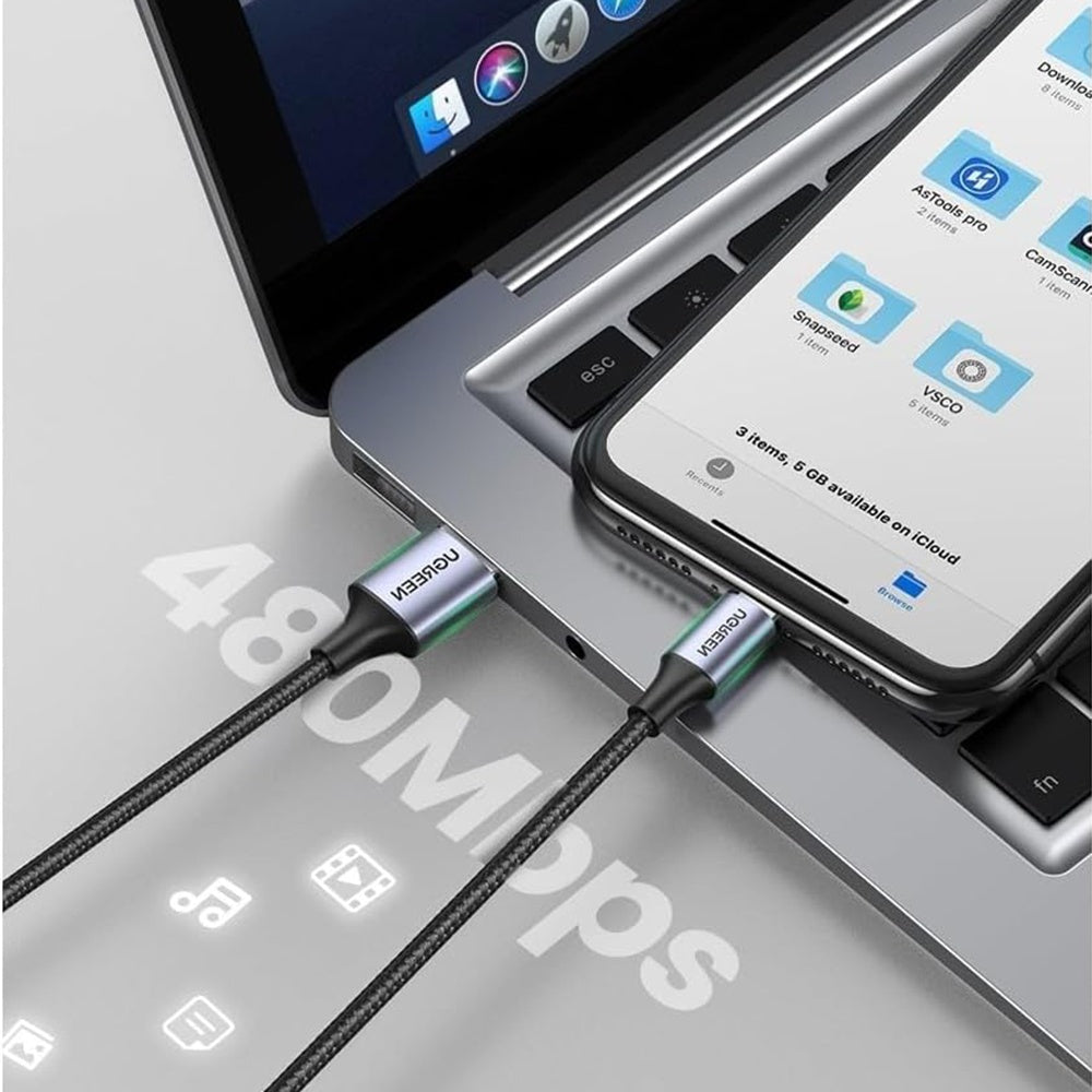 Cablu Date si Incarcare USB-A - Lightning UGREEN US199, 18W, 1m, Gri