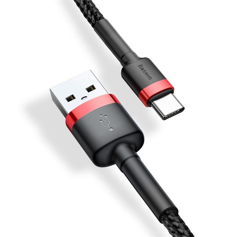 Cablu Date si Incarcare USB-A - USB-C Baseus Cafule, 18W, 3m, Rosu CATKLF-U91