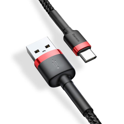 Cablu Date si Incarcare USB-A - USB-C Baseus Cafule, 18W, 3m, Rosu CATKLF-U91