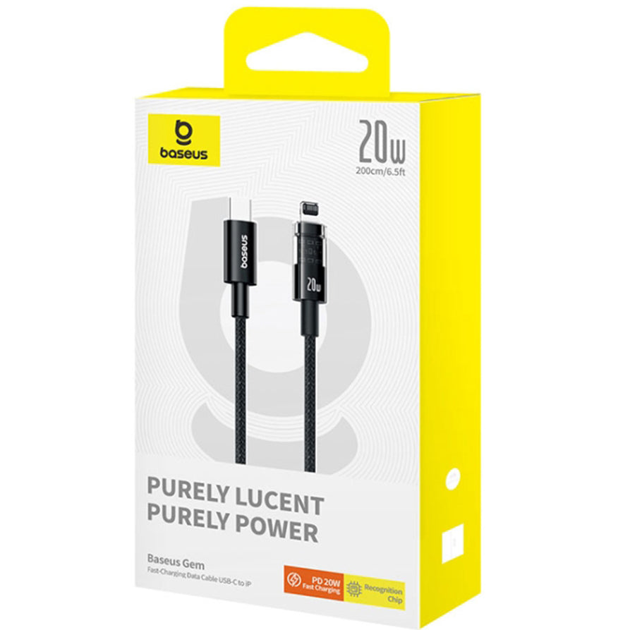 Cablu Date si Incarcare USB-C - Lightning Baseus Gem, 20W, 2m, Negru P10373001111-01