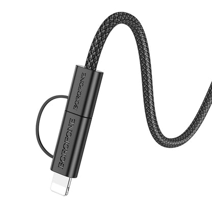 Cablu Date si Incarcare USB-C - Lightning / USB-C Borofone BX104 Primo 2in1, 60W, 1m, Negru