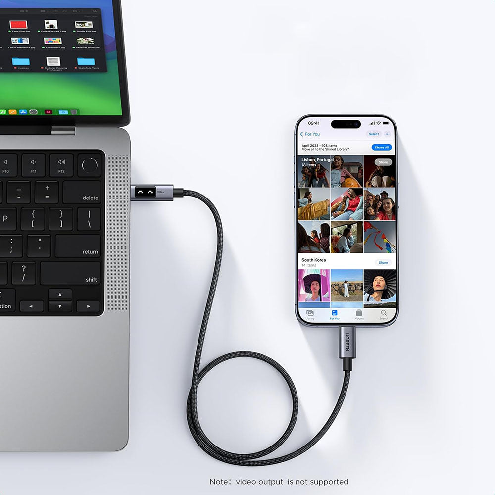 Cablu Date si Incarcare USB-C - USB-C UGREEN L509, 100W, 3m, Gri