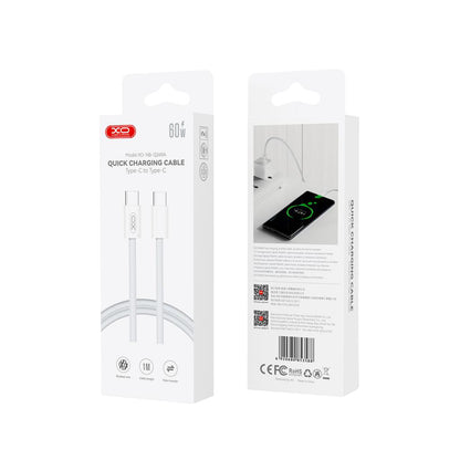Cablu Date si Incarcare USB-C - USB-C XO Design NB-Q260B, 60W, 1.5m, Alb