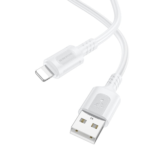 Cablu Date si Incarcare USB-A - Lightning Borofone BX111 Feliz, 18W, 1m, Alb