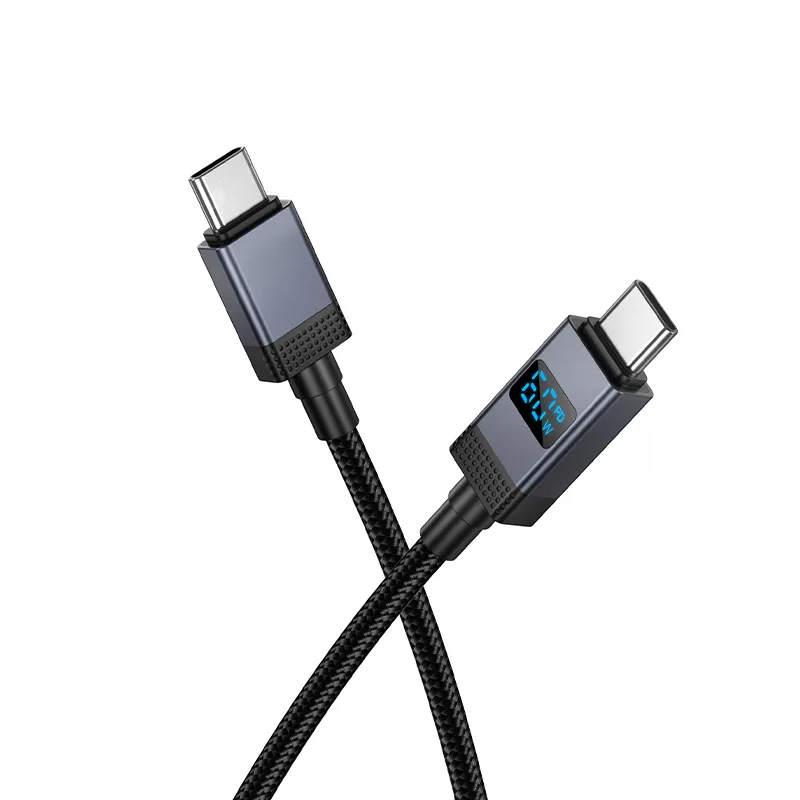 Cablu Date si Incarcare USB-C - USB-C HOCO X118 Display, 60W, 1m, Negru