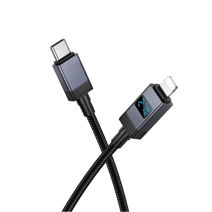 Cablu Date si Incarcare USB-C - Lightning HOCO X118 Display, 27W, 1m, Negru